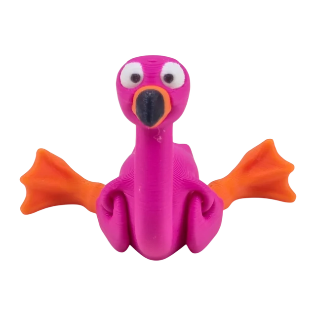 Pink articulated flamingo